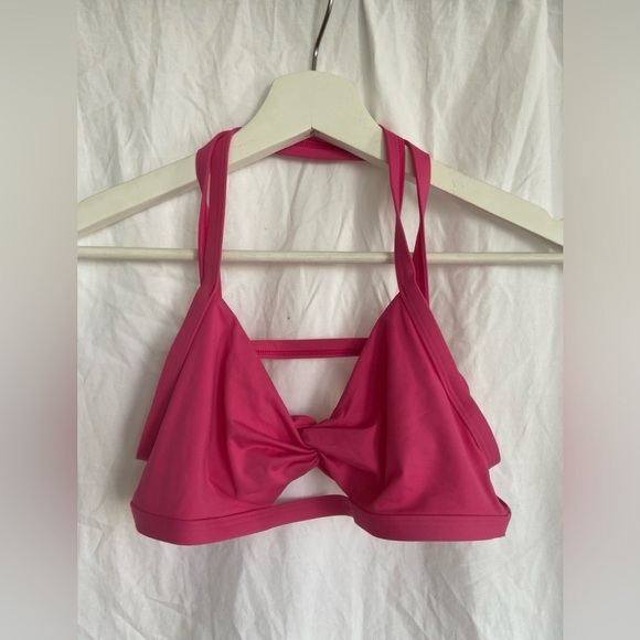 Abercrombie & Fitch Cut Out Criss Cross Strap Back Pink Bikini Top Size Large - Picture 2 of 8